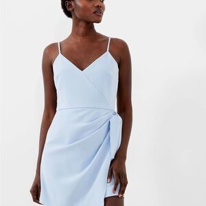 Elegant Light Blue Wrap Dress